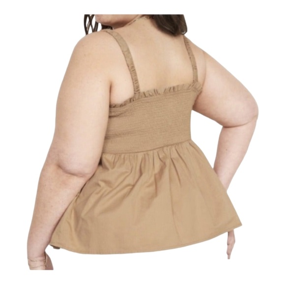 Old Navy Smocked Baby Doll Tan Tank Blouse Top | Size 3X - Picture 2 of 10